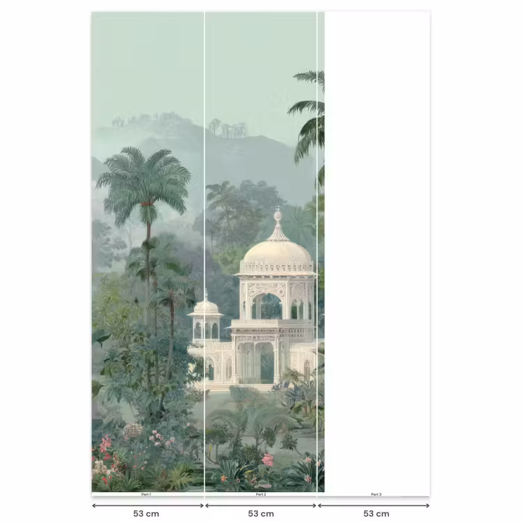 Behang - Tropische tuin - Koepelgebouw - Bloemen — 6