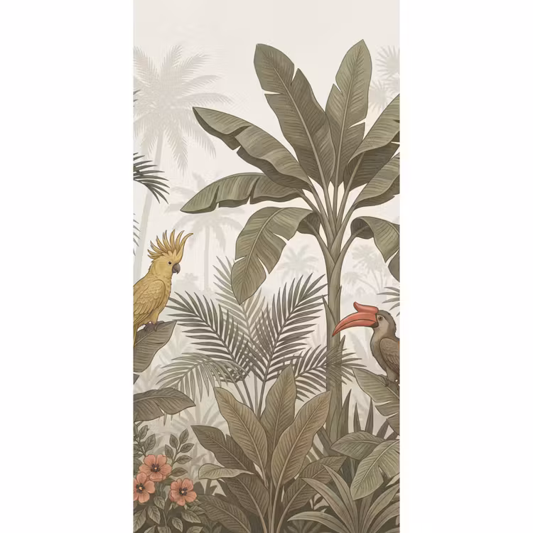 Behang - Vogel - Jungle - Tropisch - Illustratie - Groen — 2