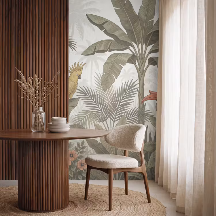 Behang - Vogel - Jungle - Tropisch - Illustratie - Groen — 4