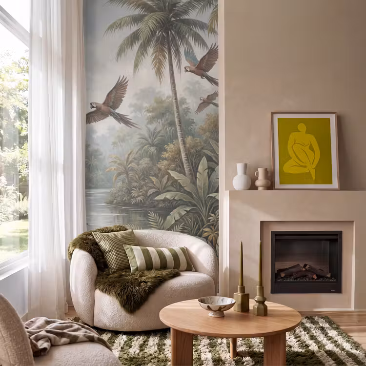 Behang - Vogel - Vliegend - Tropisch - Landschap - Klassiek — 1