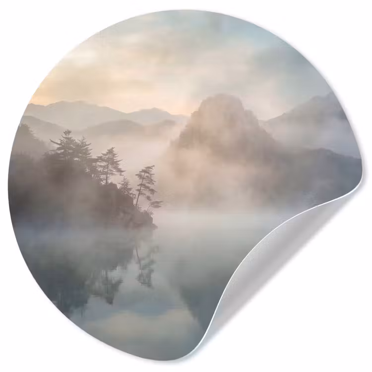 Behangcirkel - Landschap - Bergen - Mist - Water - Natuur — 1