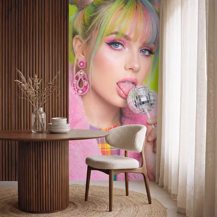 Behang - Vrouw - Kleurrijk haar - Pop art - Modern - Levendig — 4