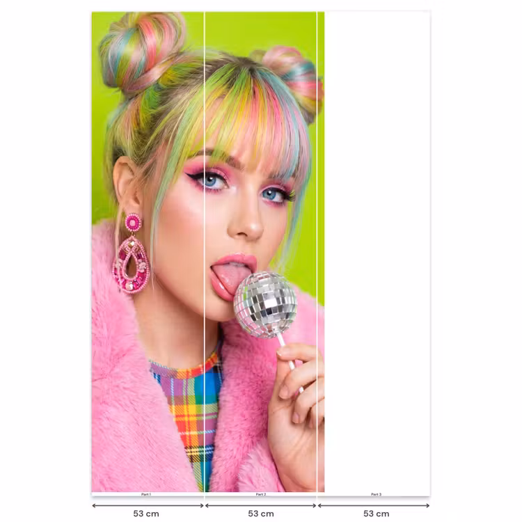 Behang - Vrouw - Kleurrijk haar - Pop art - Modern - Levendig — 6