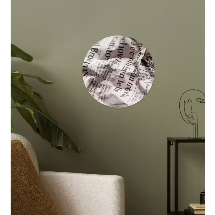 Behangcirkel - Krant - Gekreukeld - Textuur - Vintage - Zwart-wit — 3