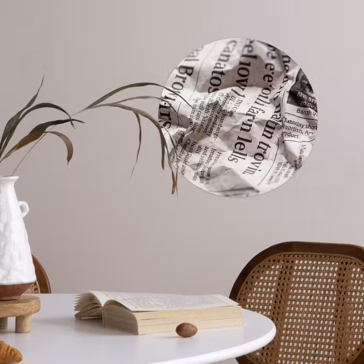 Behangcirkel - Krant - Gekreukeld - Textuur - Vintage - Zwart-wit — 4