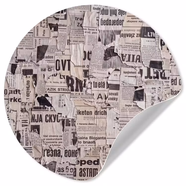 Behangcirkel - Krant - Gescheurd - Textuur - Abstract - Zwart-wit — 1