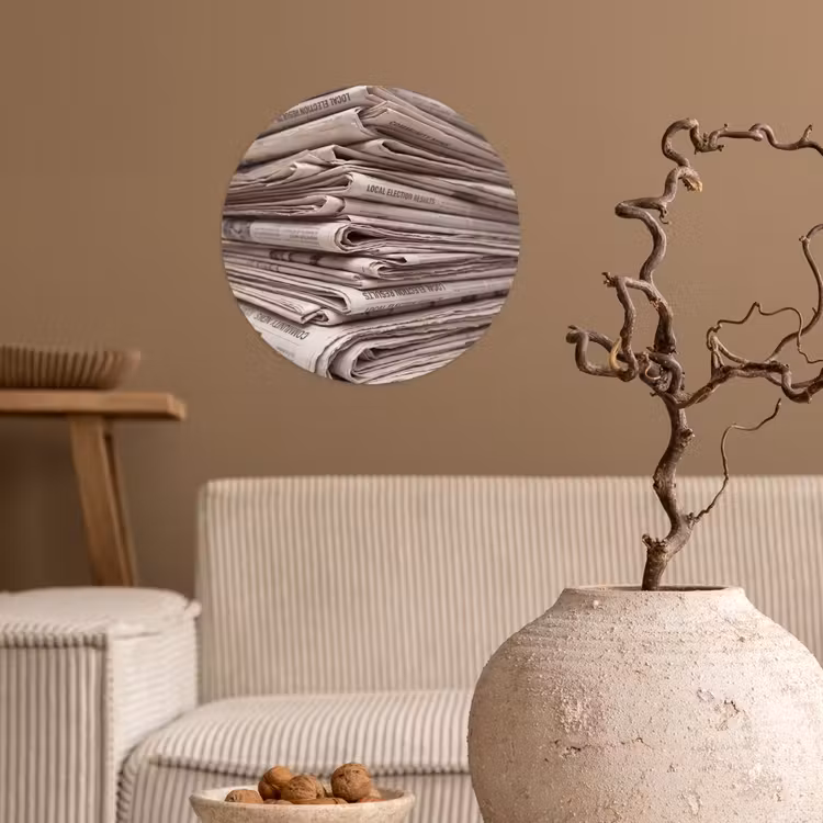 Behangcirkel - Kranten - Stapel - Nieuws - Vintage - Beige — 2
