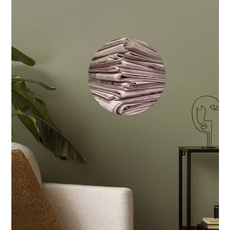 Behangcirkel - Kranten - Stapel - Nieuws - Vintage - Beige — 3