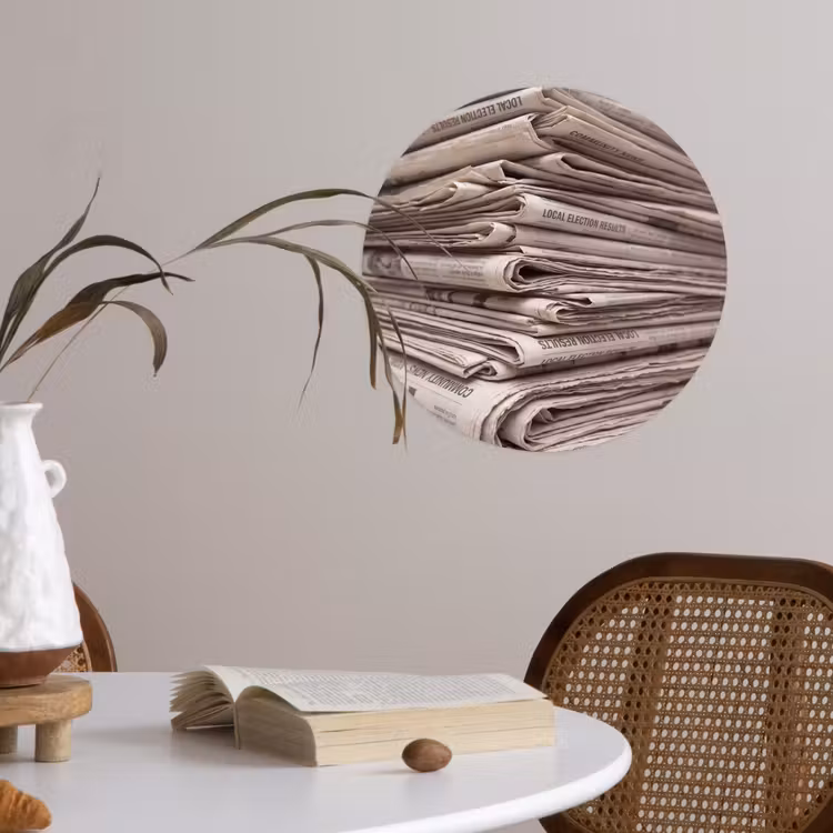 Behangcirkel - Kranten - Stapel - Nieuws - Vintage - Beige — 4