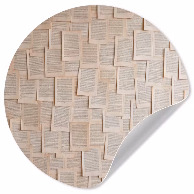 Behangcirkel - Boekpagina - Collage - Literatuur - Vintage - Beige — 1
