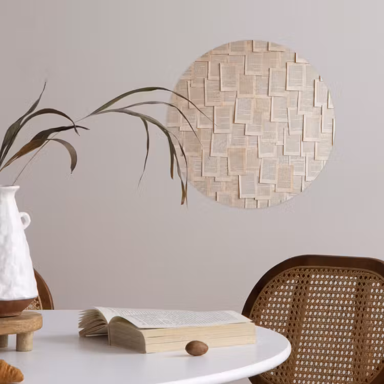 Behangcirkel - Boekpagina - Collage - Literatuur - Vintage - Beige — 4