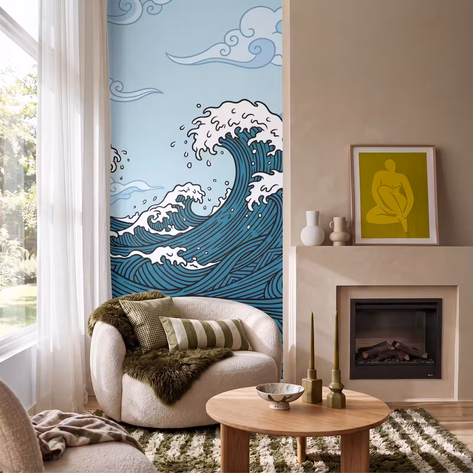 Behang - Zee - Golven - Japans - Natuur - Blauw — 1