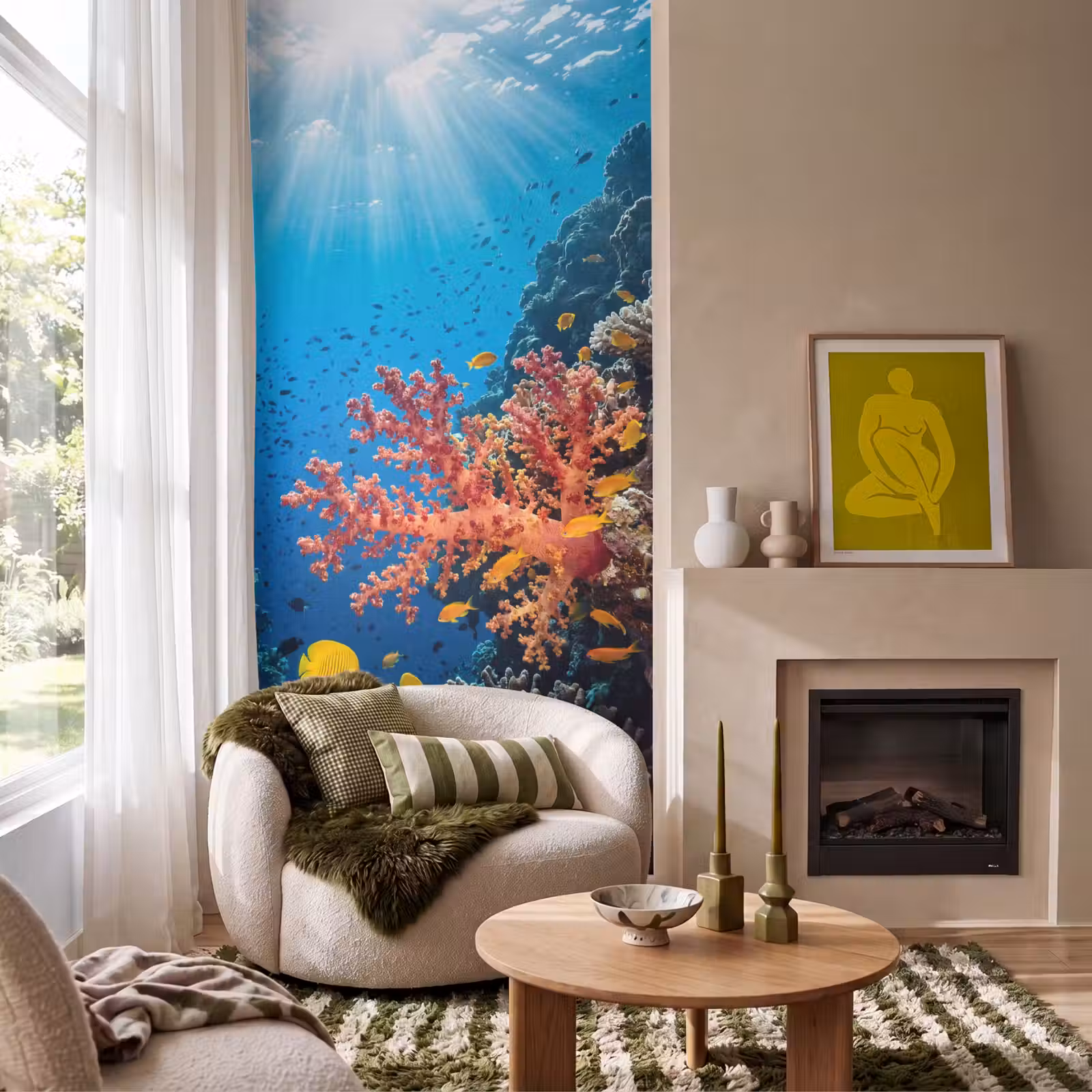 Behang - Zee - Koraalrif - Natuur - Levendig - Blauw — 1