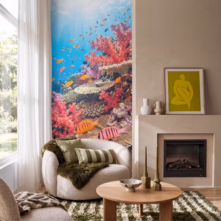 Behang - Koraalrif - Vissen - Onderwater - Tropisch - Rood — 1