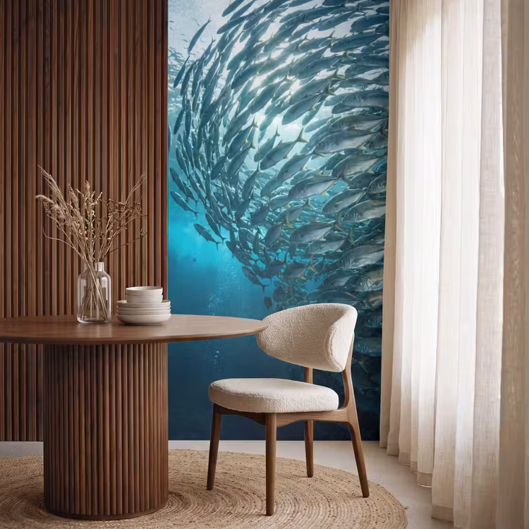 Behang - Vis - School - Oceaan - Natuur - Blauw — 4
