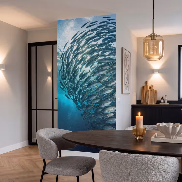 Behang - Vis - School - Oceaan - Natuur - Blauw — 5