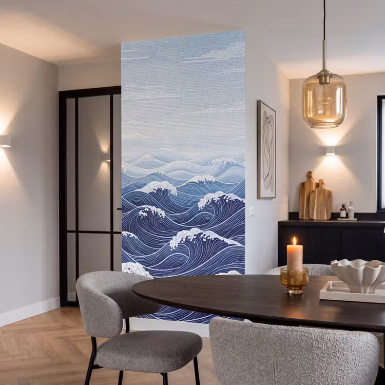 Behang - Water - Mozaïek - Landschap - Modern - Blauw — 5