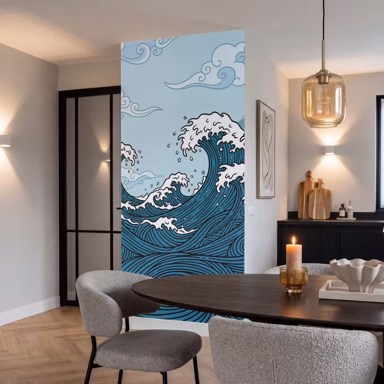 Behang - Zee - Golven - Japans - Natuur - Blauw — 5