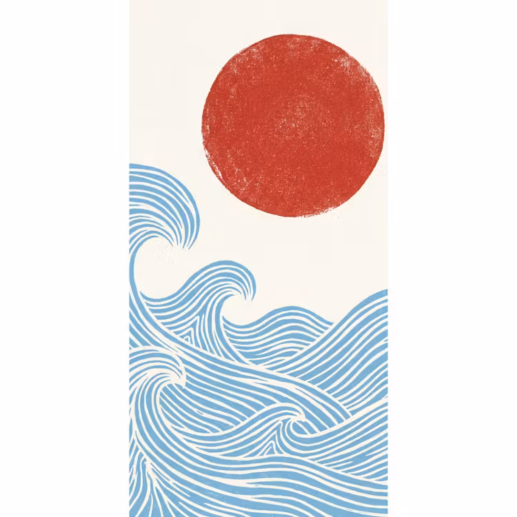 Behang - Zon - Golven - Oceaan - Abstract - Rood — 2