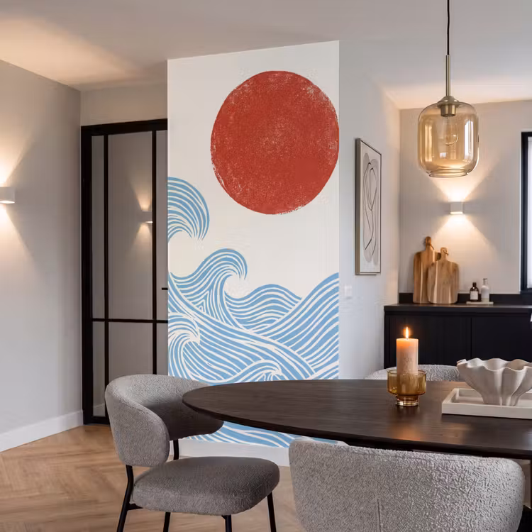 Behang - Zon - Golven - Oceaan - Abstract - Rood — 5