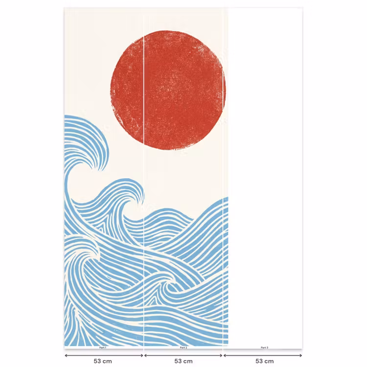 Behang - Zon - Golven - Oceaan - Abstract - Rood — 6