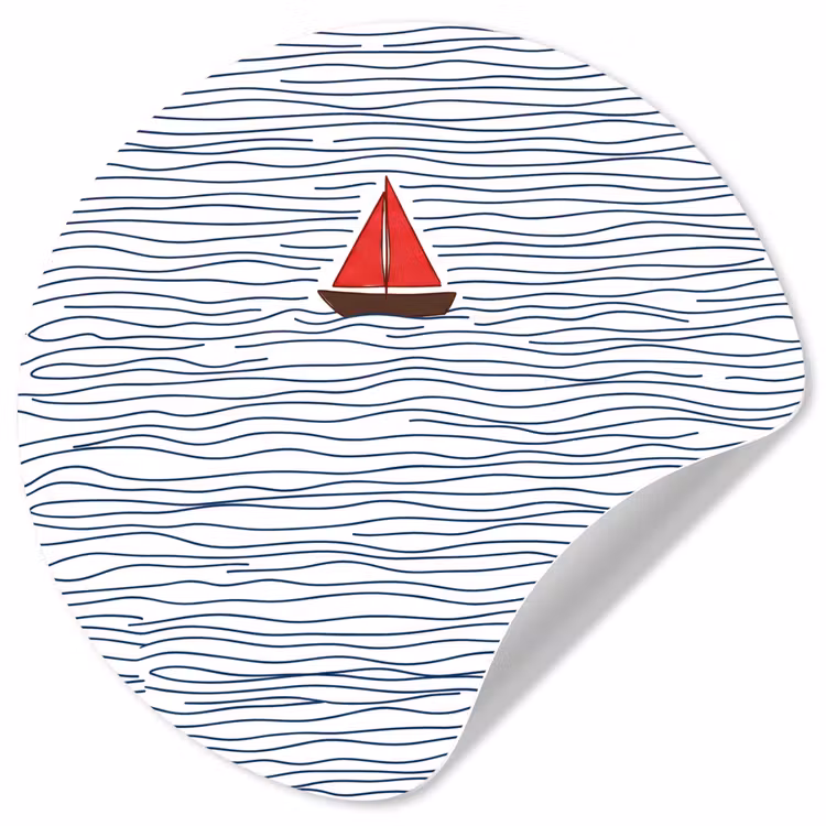 Behangcirkel - Boot - Water - Rood - Illustratie - Minimalistisch — 1