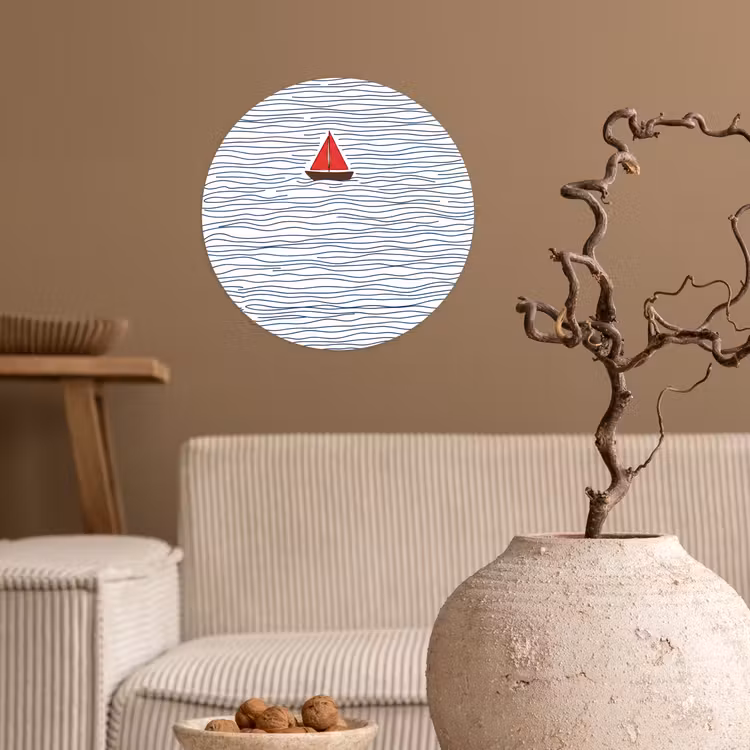 Behangcirkel - Boot - Water - Rood - Illustratie - Minimalistisch — 2