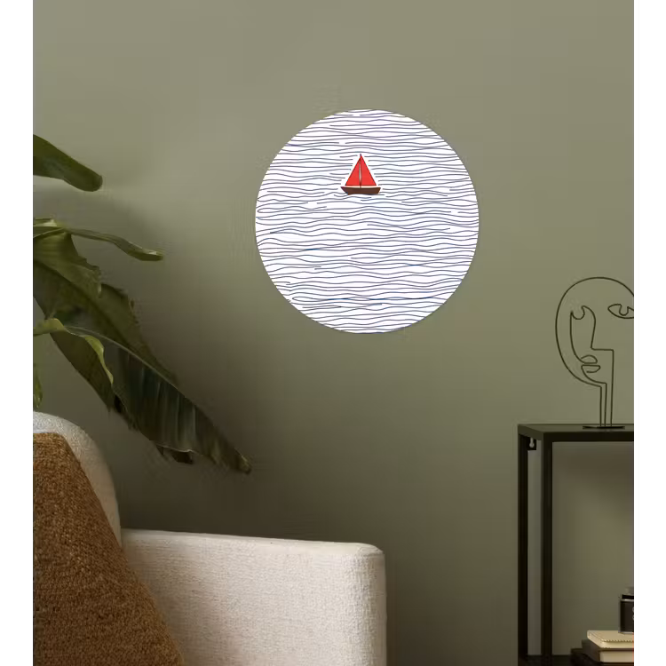 Behangcirkel - Boot - Water - Rood - Illustratie - Minimalistisch — 3