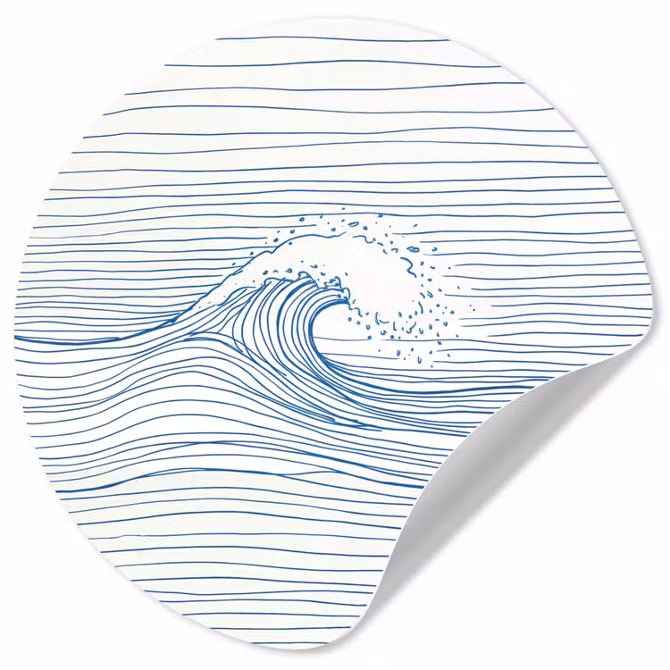 Behangcirkel - Golf - Brekende - Natuur - Minimalistisch - Blauw — 1