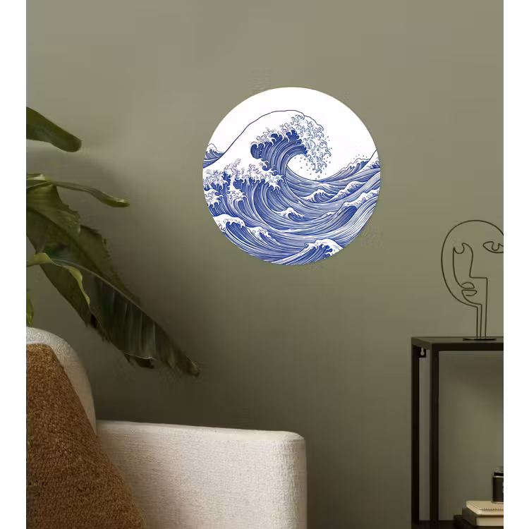 Behangcirkel - Golf - Japans - Zee - Illustratie - Blauw — 3