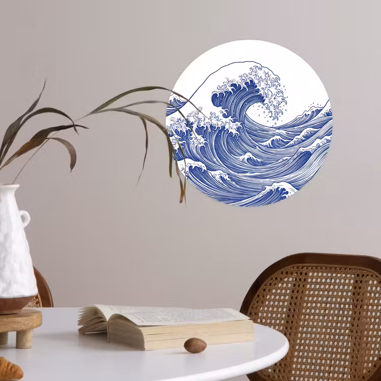 Behangcirkel - Golf - Japans - Zee - Illustratie - Blauw — 4
