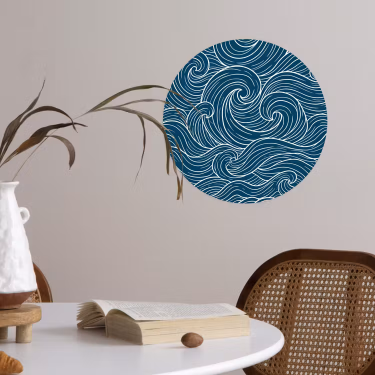 Behangcirkel - Golven - Spiraal - Water - Abstract - Blauw — 4