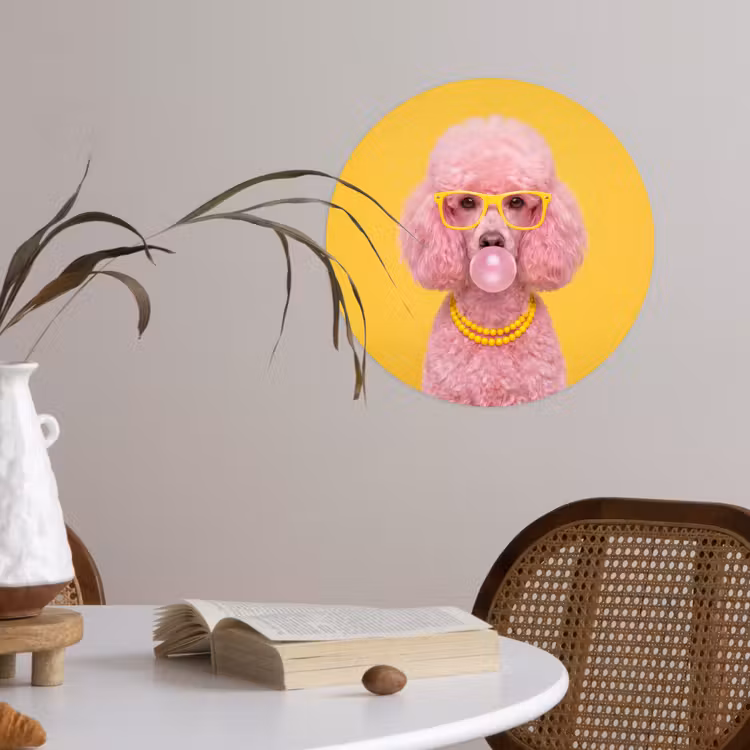 Behangcirkel - Hond - Kauwgum - Dieren - Modern - Roze — 4