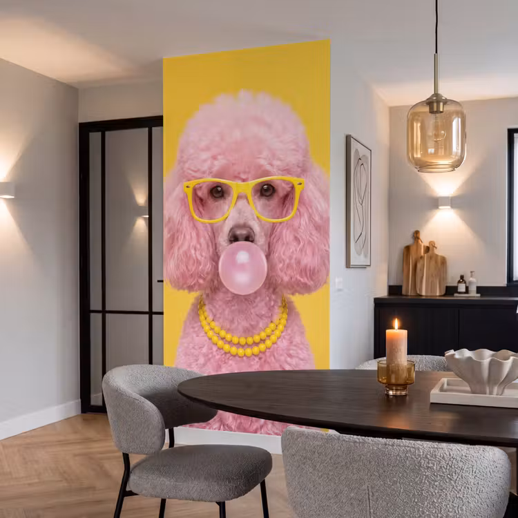Behang - Hond - Kauwgum - Dieren - Modern - Roze — 5