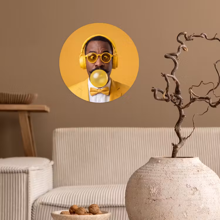 Behangcirkel - Man - Bubblegum - Portret - Geel - Modern — 2