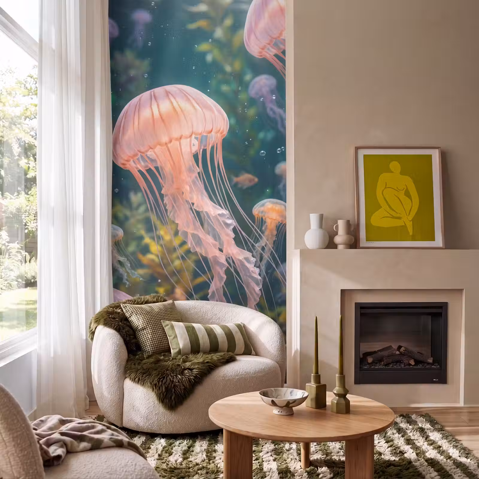 Behang - Kwal - Roze - Onderwater - Zeeleven - Dieren — 1