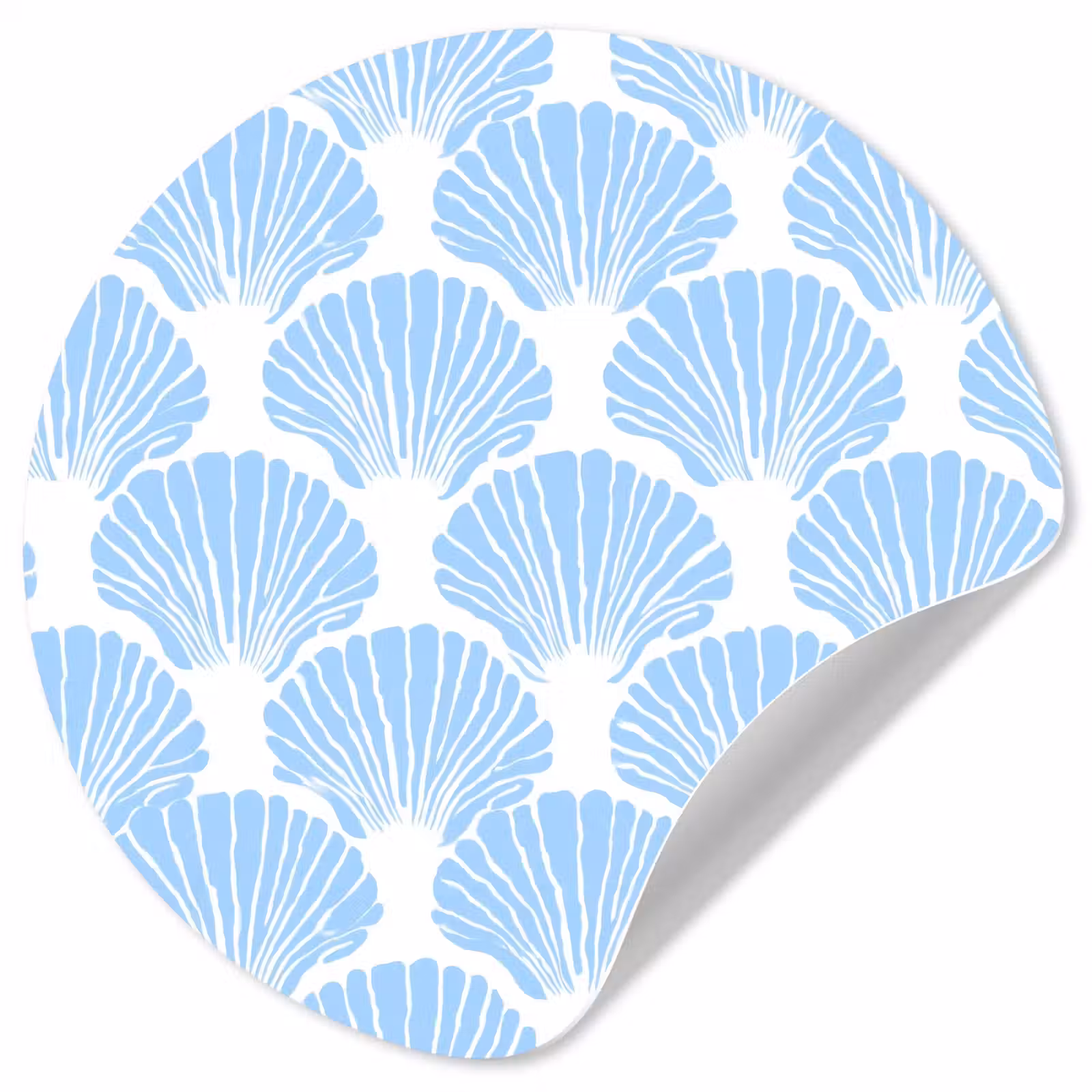 Behangcirkel - Blauw - Wit - Schelpen - Grafisch - Structuur — 1