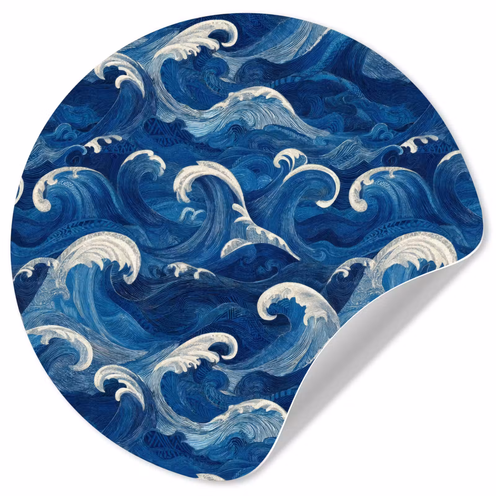 Behangcirkel - Japans - Oceaan - Golven - Blauw — 1