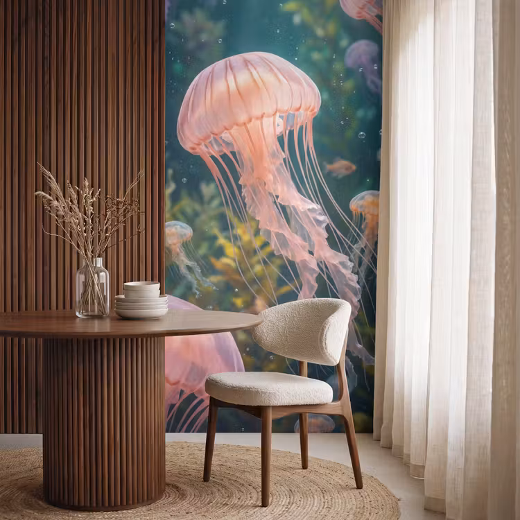Behang - Kwal - Roze - Onderwater - Zeeleven - Dieren — 4
