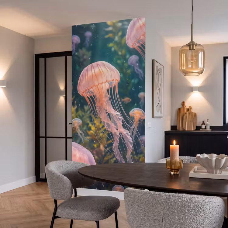 Behang - Kwal - Roze - Onderwater - Zeeleven - Dieren — 5
