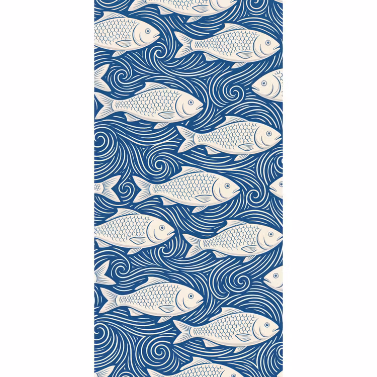 Behang - Vis - Water - Patroon - Grafisch - Blauw — 2