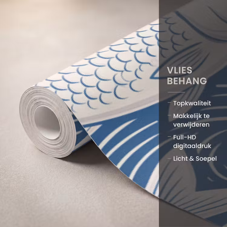 Behang - Vis - Water - Patroon - Grafisch - Blauw — 3