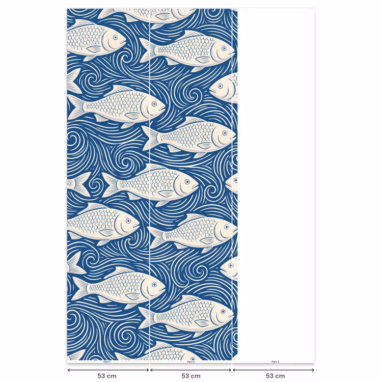 Behang - Vis - Water - Patroon - Grafisch - Blauw — 6