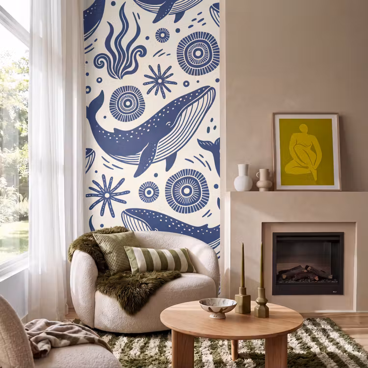 Behang - Walvis - Onderwater - Dieren - Abstract - Blauw — 1