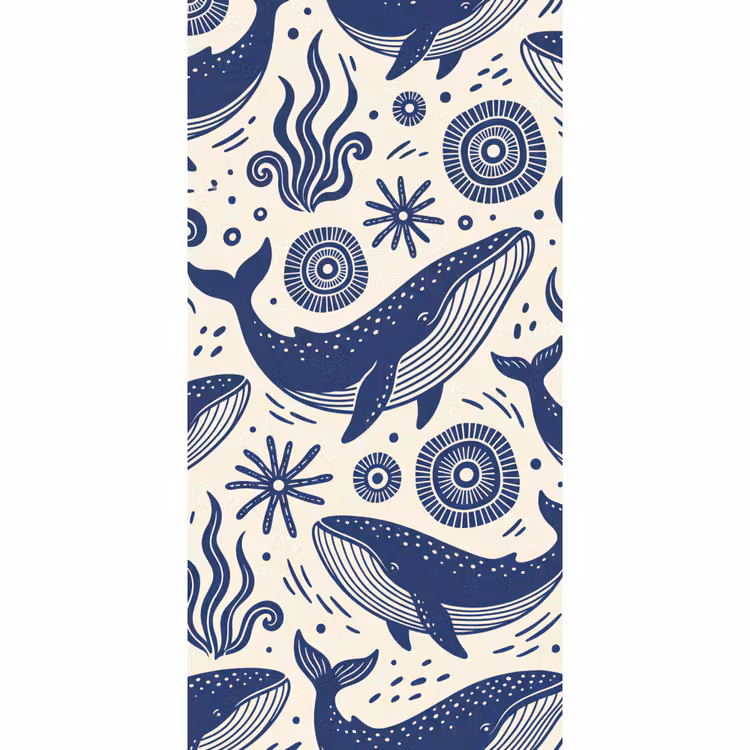 Behang - Walvis - Onderwater - Dieren - Abstract - Blauw — 2