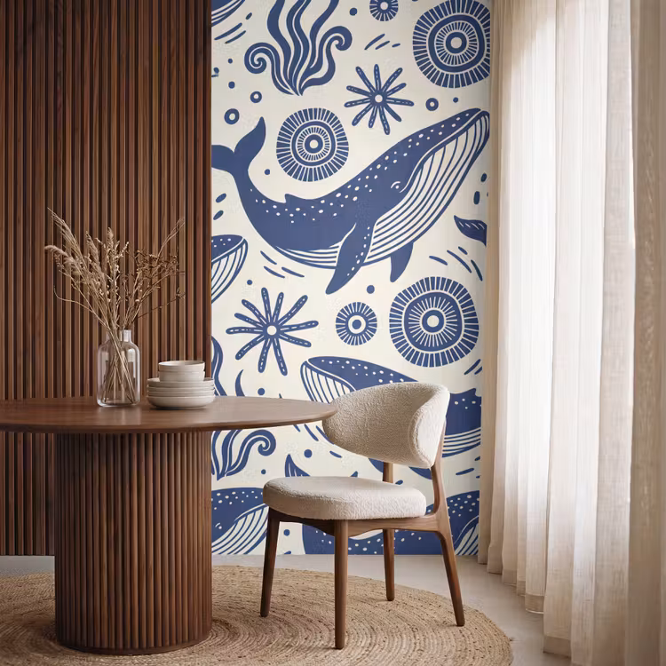 Behang - Walvis - Onderwater - Dieren - Abstract - Blauw — 4