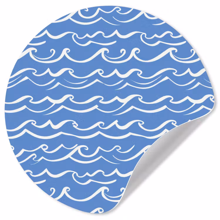 Behangcirkel - Blauw - Wit - Simpel - Getekend - Golven — 1