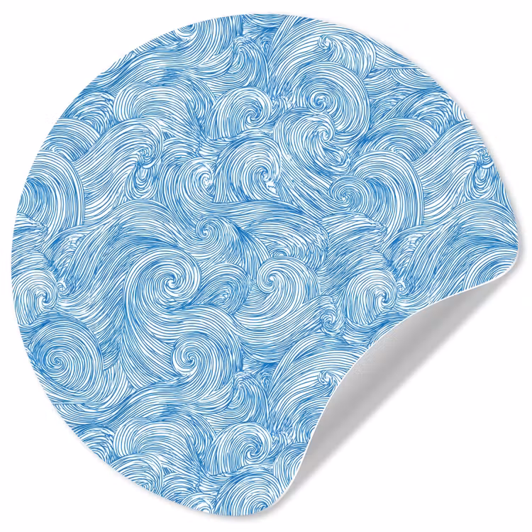 Behangcirkel - Blauw - Wit - Spiraal - Golven - Lijnen — 1