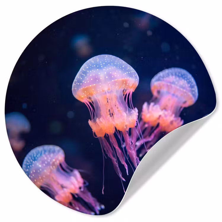 Behangcirkel - Dier - Onderwater - Natuur - Roze - Mysterieus — 1