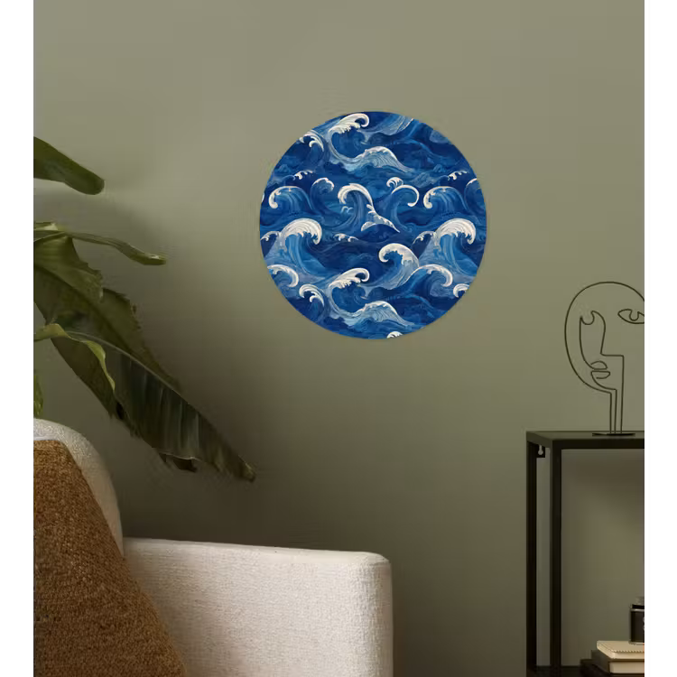 Behangcirkel - Japans - Oceaan - Golven - Blauw — 3